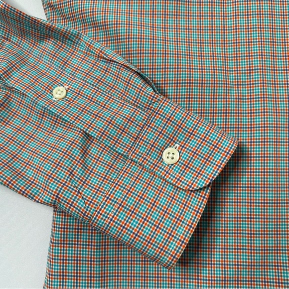 Ralph Lauren Mens Classic Fit Orange and Blue Plaid Button Down Size Small - Picture 3 of 8